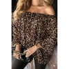 Kadın Madonna Yaka Bağcıklı Leopar Desen Detaylı şifon Bluz