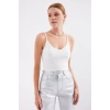 918 İp Askılı Crop Top - Beyaz