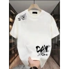 Baskılı Oversize Bisiklet Yaka T-shirt - Beyaz