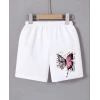 Beli Lastikli Baskılı Mini Şort - Beyaz