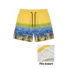 Deniz Şortu Fermuarlı Cepli File Astarlı Hızlı Kuruyan Premium - Sarı