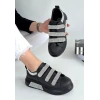 Elika Siyah Cilt Cırt Cırtlı Spor Ayakkabı