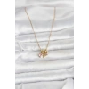 Erb 316L Çelik Gold Pembe Zirkon Taşlı Charmlı Kadın Kolye