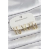 Erb 316L Çelik Gold Renk 6'lı Set Geometrik Model Kadın Küpe