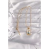 Erb 316L Çelik Gold Renk Beyaz Mineli Kız Figür Tarot Kolye
