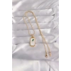 Erb 316L Çelik Gold Renk Beyaz Mineli Tarot Kolye