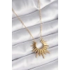 Erb 316L Çelik Gold Renk Güneş Model Vintage Kadın Kolye