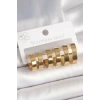 Erb 316L Çelik Gold Renk Halka Model Kadın Küpe Seti