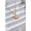 Erb 316L Çelik Gold Renk Hilal Kedi Model Zirkon Taşlı Detay Kadın Kolye