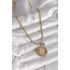 Erb 316L Çelik Gold Renk İtalyan Zincir Dorika Yonca Model Nazar Boncuk Detay Kadın Kolye