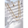 Erb 316L Çelik Gold Renk İtalyan Zincir Model Topçuk Detay Kadın Kolye