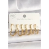 Erb 316L Çelik Gold Renk Kalp Model Kadın Küpe Seti