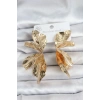 Erb 316L Çelik Gold Renk Lotus Yaprak Kadın Küpe
