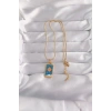 Erb 316L Çelik Gold Renk Mavi Mineli Güneş Model Tarot Kolye