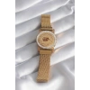 Erb 316L Çelik Gold Renk Mıknatıslı Hasır Zirkon Taşlı Çeyrek Altın Model Kadın Bileklik