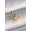 Erb 316L Çelik Gold Renk Pembe Mineli Kalp Zirkon Taş Detay Tragus Piercing