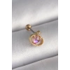 Erb 316L Çelik Gold Renk Pembe Mineli Kalp Zirkon Taş Detay Tragus Piercing