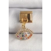 Erb 316L Çelik Gold Renk Sallantı Renkli Zirkon Taşlı Göz Model Nomination Charm