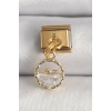 Erb 316L Çelik Gold Renk Sallantı Zirkon Taşlı Balina Model Nomination Charm