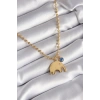 Erb 316L Çelik Gold Renk Top Zincir Model Fil Figür Nazar Boncuk Detay Kadın Kolye