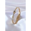 Erb 316L Çelik Gold Renk Yılan Model Zirkon Taş Detay Kadın Kelepçe