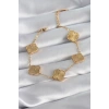 Erb 316L Çelik Gold Renk Yonca Model İşleme Detay Kadın Bileklik