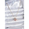 Erb 316L Çelik Gold Renk Zincir Pembe Kristal Kalp Model Zirkon Taş Detay Kadın Kolye