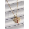 Erb 316L Çelik Gold Renk Zincir Zirkon Taşlı Kalp Model Kadın Kolye