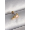 Erb 316L Çelik Gold Renk Zirkon Taş Detay Pembe Kalp İşleme Tragus Piercing