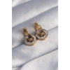 Erb 316L Çelik Gold Renk Zirkon Taşlı İç İçe Geçmeli Oval Küpe