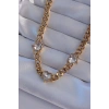 Erb 316L Çelik Gold Renk Zirkon Taşlı Kalp Model Zincir Kolye