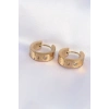 Erb 316L Çelik Gold Renk Zirkon Taşlı Minimal Model Halka Küpe