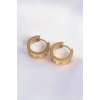 Erb 316L Çelik Gold Renk Zirkon Taşlı Minimal Model Halka Küpe