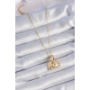 Erb 316L Çelik Gold Renk Zirkon Taşlı Sonsuzluk Kalp Figür Charm Model Kadın Kolye