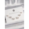 Erb 316L Çelik Gold Renk Zirkon Taşlı Yıldız Model Kadın Küpe Seti