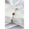 Erb 316L Çelik Gümüş Renk Bordo Baby Boy Yonca Kadın Bileklik
