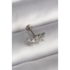 Erb 316L Çelik Gümüş Renk Dal Model Zirkon Taş Detaylı Tragus Piercing