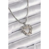 Erb 316L Çelik Gümüş Renk İtalyan Zincir Mix Renk Zirkon Taş Detay Kalp Model Kadın Kolye