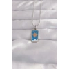 Erb 316L Çelik Gümüş Renk Mavi Mineli Güneş Model Tarot Kolye