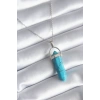Erb 316L Çelik Gümüş Renk Mavi Taşlı Model Kadın Kolye