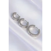 Erb 316L Çelik Gümüş Renk Model 3lü Halka Küpe