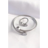Erb 316L Çelik Gümüş Renk Oval Aksesuarlı Burgu Model Bileklik Ve Yüzük Kombini