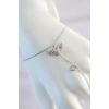 Erb 316L Çelik Gümüş Renk Pembe Zirkon Taşlı Kanatlı Kalp Model Şahmeran