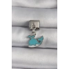 Erb 316L Çelik Gümüş Renk Sallantı Mavi Balina Model Nomination Charm