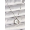 Erb 316L Çelik Gümüş Renk Zincir Beyaz Mineli Gün Batımı Model Kadın Kolye