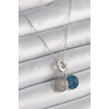 Erb 316L Çelik Gümüş Renk Zincir Zirkon Taşlı İşleme Mavi Simli Kadın Kolye