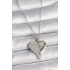 Erb 316L Çelik Gümüş Renk Zincir Zirkon Taşlı Kırık Kalp Model Kadın Kolye