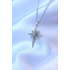 Erb 316L Çelik Gümüş Renk Zirkon Taşlı Kutup Yıldızı Model Kolye