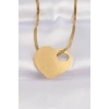 Erb 316L Çelik İtalyan Zincir Altın Renk Düz Plaka Kalp Kolye
