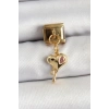 Erb 316L Çelik Sallantılı Zirkon Taşlı Eriyen Kalp Model Gold Renk Nomination Charm